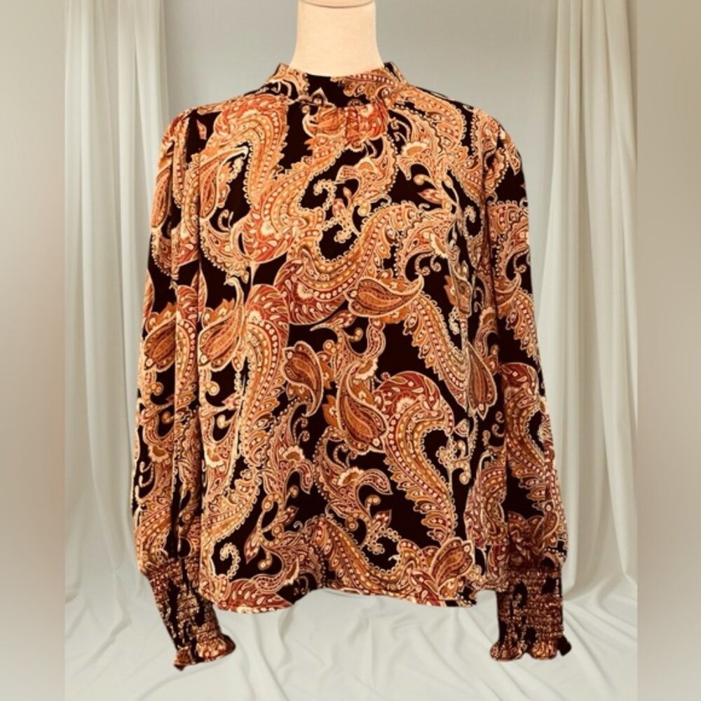 Who what wear, Paisley print Long sleeve, Blouse Sz large